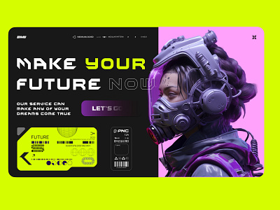 Make your future now cosmic cyberpunk design future graphic design landig page landing marketing minimalism ui