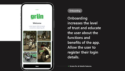 Grun - Ride App design grun mobile rideapp ui ux