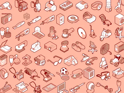 Isometric Things adobe illustrator devices diy flat art handy man icon set instructional design isometric isometric art power tool systematic design tech technical drawing technical graphics technical illustration thumbnails tools toy transport vector graphics