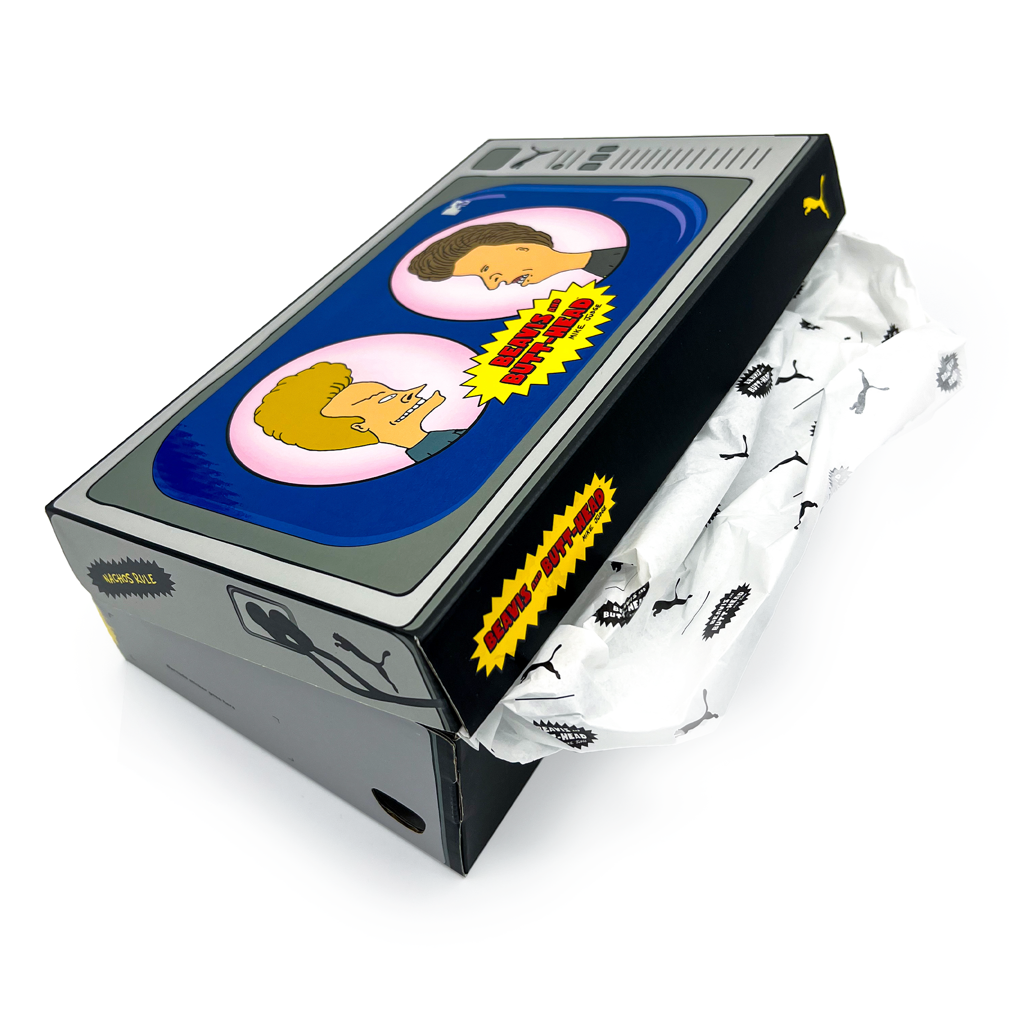 PUMA x Beavis and Butt-head Shoebox beavis and butt head box brand branding design graphic design illustration logo mtv package packaging packaging design puma puma cat puma logo puma shoes shoebox shoes tv