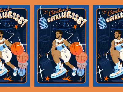 Cleveland Cavaliers Dan Mobley Poster announce basketball cavaliers cleveland fans gradient illustration nba orange retro tennis shoes texture
