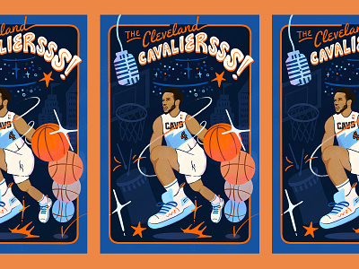 Cleveland Cavaliers Dan Mobley Poster announce basketball cavaliers cleveland fans gradient illustration nba orange retro tennis shoes texture