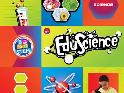 Toys R Us EduScience Elements badge branding design graphic design illustration logo type vector