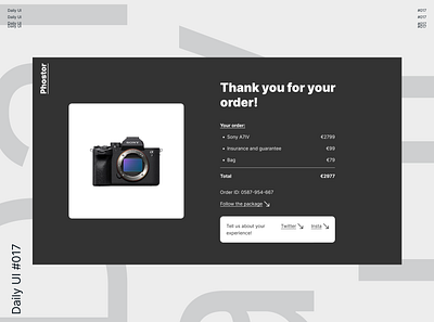 Daily UI 017 - Purchase Receipt branding commerce daily dailyui design e e commerce graphic design material order ordering photography purchase receipt sony ui ux