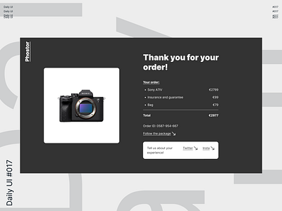 Daily UI 017 - Purchase Receipt branding commerce daily dailyui design e e commerce graphic design material order ordering photography purchase receipt sony ui ux