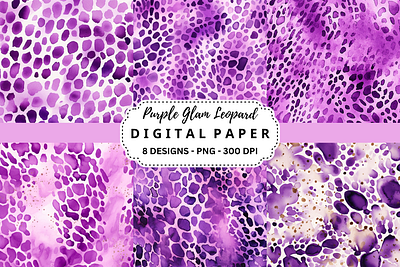 Purple Glam Leopard Backgrounds commercial use art