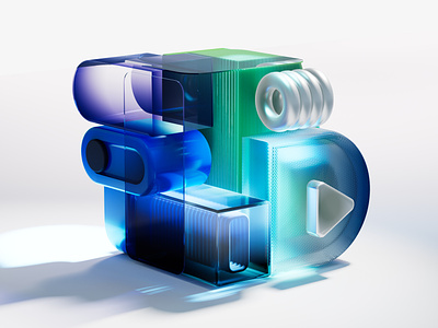 3D Glassmorphic Illustration 3d branding glassmorphism illusration motion graphics play social