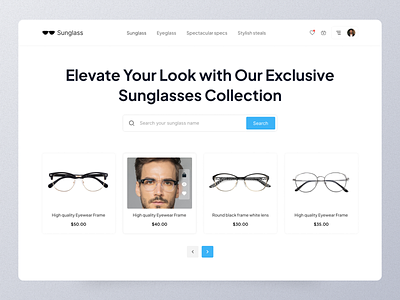 e-commerce- sunglass website hero section coolers ecommerce eyewear glass hero section lifestyle luxury web design product list page trendy design uidesign website