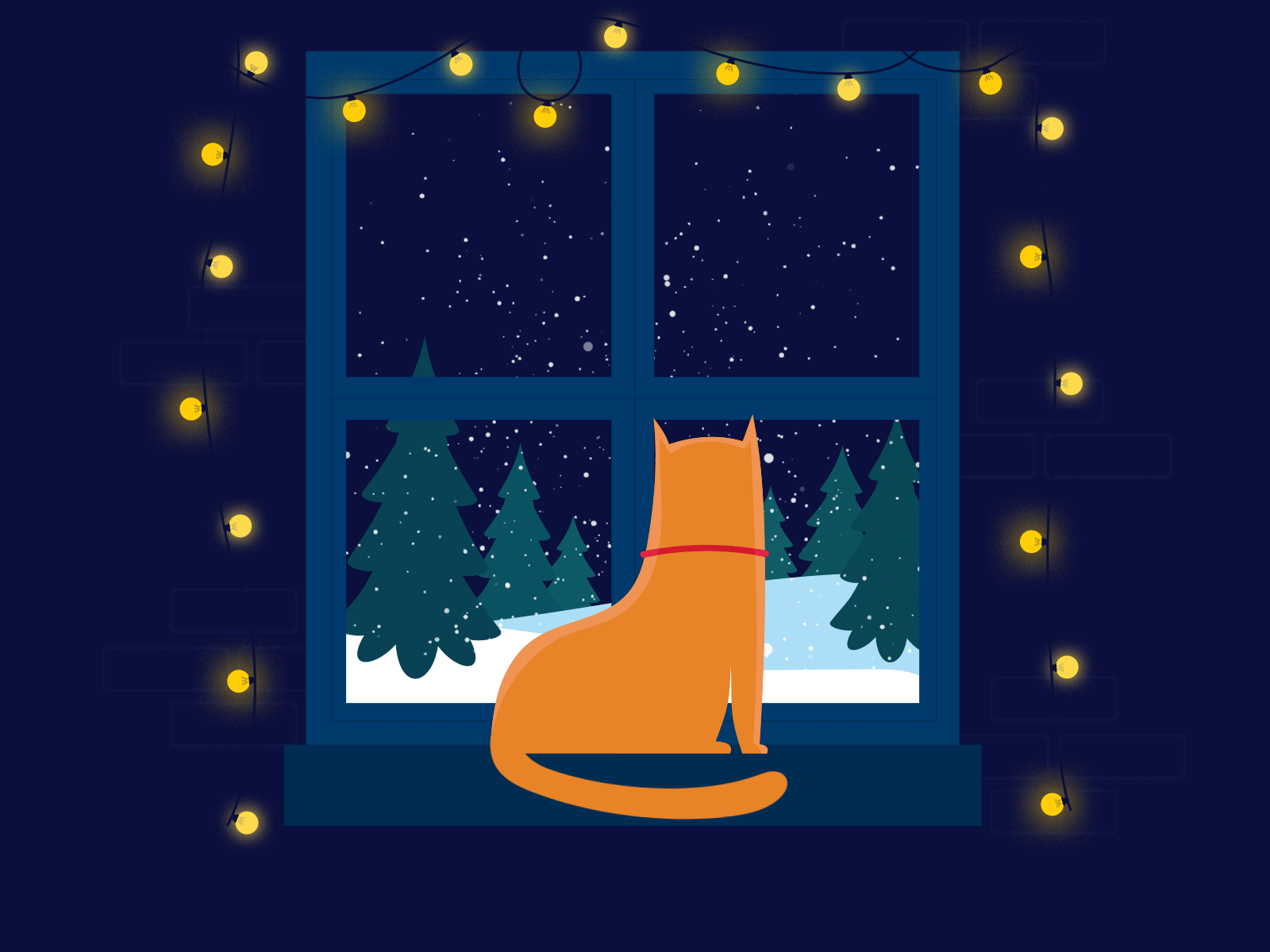 Let it snow ❄️ 2d animation cat hello winter let it snow loop motion motion design motion graphics snow window winter winter time winter wonderland