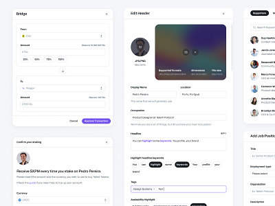 Modals for Talent Protocol blockchain bridge crypto defi modals network onchain product design user experience user interface web3