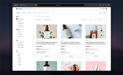 Serenity e-commerce preview design system e commerce plp product listing page product search ui design ux design web
