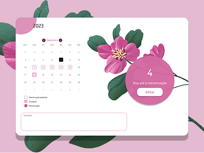 38 Daily UI - Calendar - Menstrual period calendar calendário challenge dailyui design figma menstruation period ui uxui