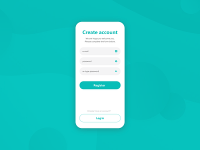 Simple registration screen with login option at the bottom app registration sign up ui ux