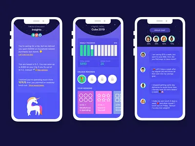 AI/ML Spending Insights and Chat app design fintech illustration mobile ui