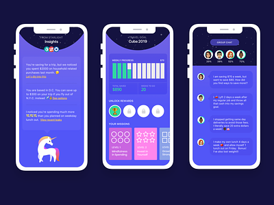 AI/ML Spending Insights and Chat app design fintech illustration mobile ui