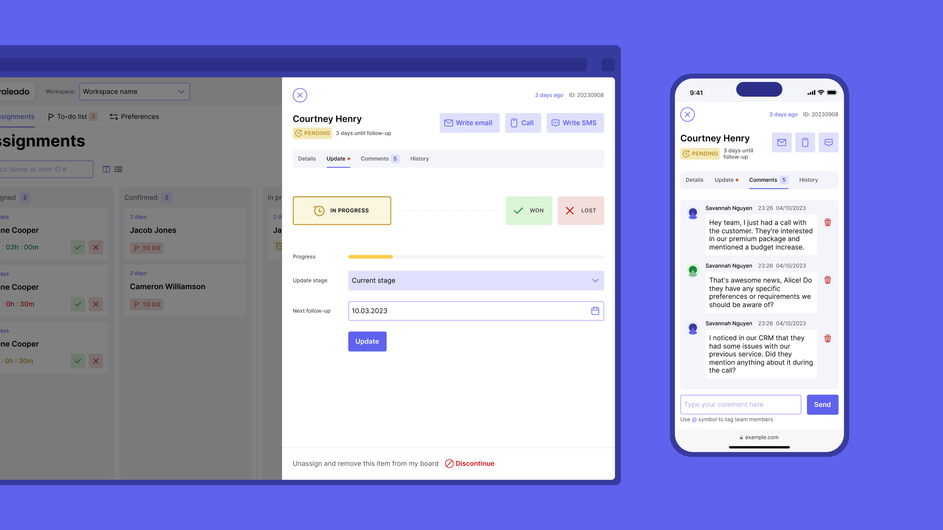 CRM platform / manage leads crm mobile platform ui ux web
