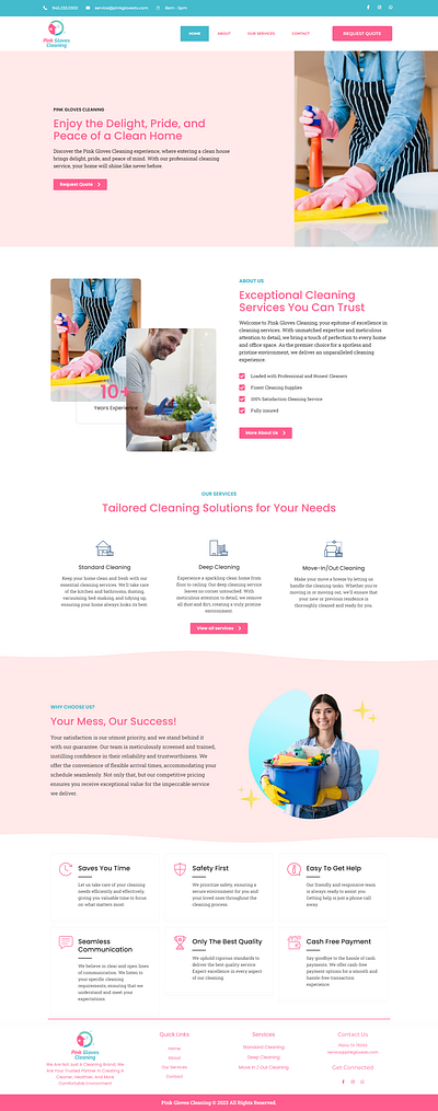 Pink Gloves Cleaning booking koala booking website cleaning service cleaning website website design