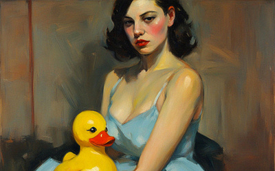 Woman With Rubber Duck art digital illustration