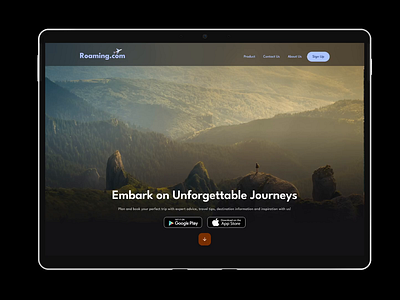 Travel website Roaming.com glassmorphic animation dark dark mode glassmorphic travel ui web design