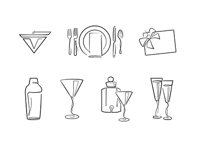 Fine Dining Icons branding fine dining iconography icons illustration restaurant