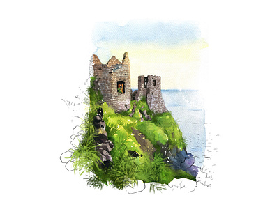 Illustration for magazine "Ireland" aquarelle art illustration lock nature sketch watercolor watercolour