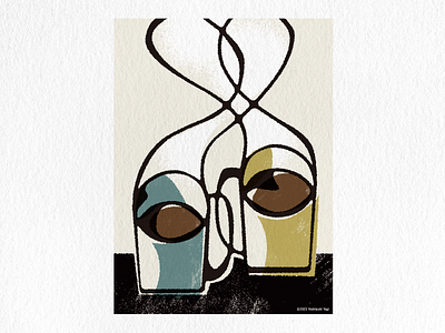 Pair cups graphic design illustration