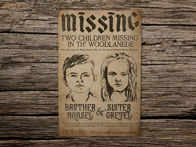 Graphic Prop: Hansel & Gretel, Missing Poster filmdesign graphicprop graphicprops hanselgretel poster