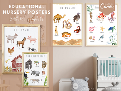 Educational Nursery Poster - Editable with CANVA canva template creative design editable template educational posters nursery template