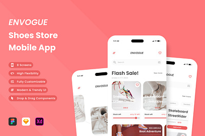 Envogue - Shoes Store Mobile App application buy comfortable foot interface layout online sale shoes shop sneaker store ui user walking