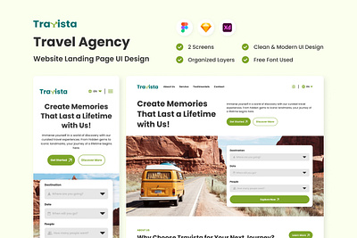 Travista - Travel Agency Landing Page design landing page layout transportation ui ux website