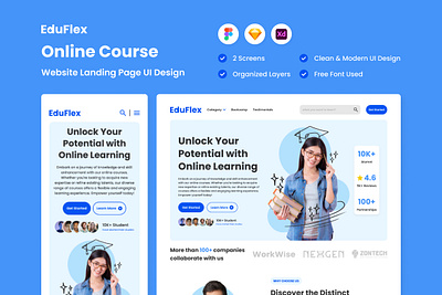 EduFlex - Online Course Landing Page design landing page layout startup ui ux website