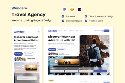 Wandero - Travel Agency Landing Page design landing page layout transportation ui ux website