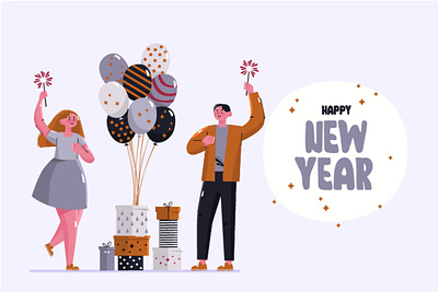 Flat New Year Illustration background calendar celebration countdown day greeting happy illustration january new year time vector