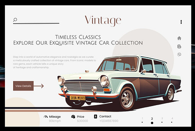 Old car collection landingpage branding design ui ui ux design ux web