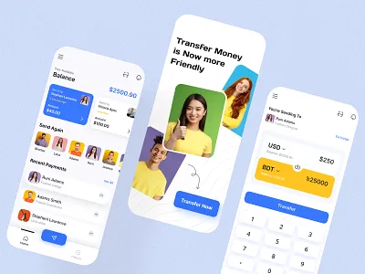 Money Transfer App Design app design app develoopment app ui inspiration landing page minimal money transfer trending ui ui design ui ux user interfcae ux design web development website design