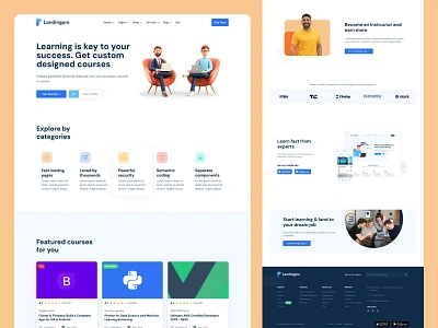 Courses Landing Page Design bootstrap courses design landing page learn learning modernize template theme ui website
