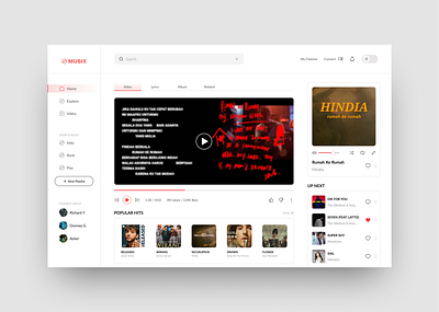 Music Streaming Web Dashboard - Design Exploration animation app design figma graphic design logo mobile app motion graphics ui uiux