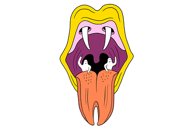 Slippery tongue illustration adobe fresco bright colors conceptual illustration digital digital illustration drawing fun gums illustration lips mouth with fangs odd odd illustration quirky quirky illustration silly silly illustration snake tongue weird weird illustration
