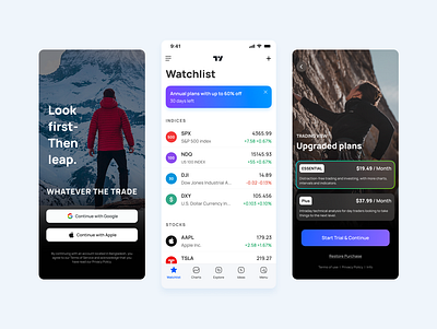 Trading View redesign & spacing system app apple currency design fintech grid system ios landing page login mobile planning project real sales page spacing stocks trading view ui ux