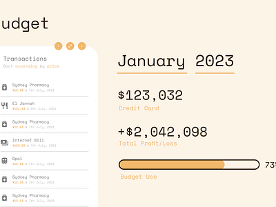 Budget App Mock app budget design ui