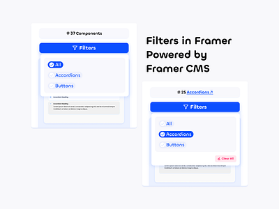 Filters in Framer Powered by Framer CMS figma figmadesign framer framer cms framer components framer sections ui ui components uidesign web design