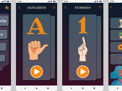 Sign Language app design for Deaf children 3d animation app childrens deaf design graphic design growing handsign illustration learning motion graphics new project sign signlanguage ui uiux userfriendly vibrantcolors