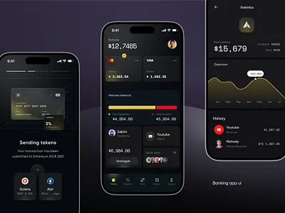 Finance management app v6 app banking card dark ui family banking fintech fintech ui graph interface investment minimal minimal ui mobile bank split subscription trending ui ux visual