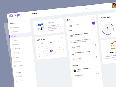 SaaS Law Firm Dashboard Task Concept. agency analytics clean dashboard dashboard design graphic design law law firm lawyer motion graphics product design saas saas dashboard saas law firm task ui user ux web website agency