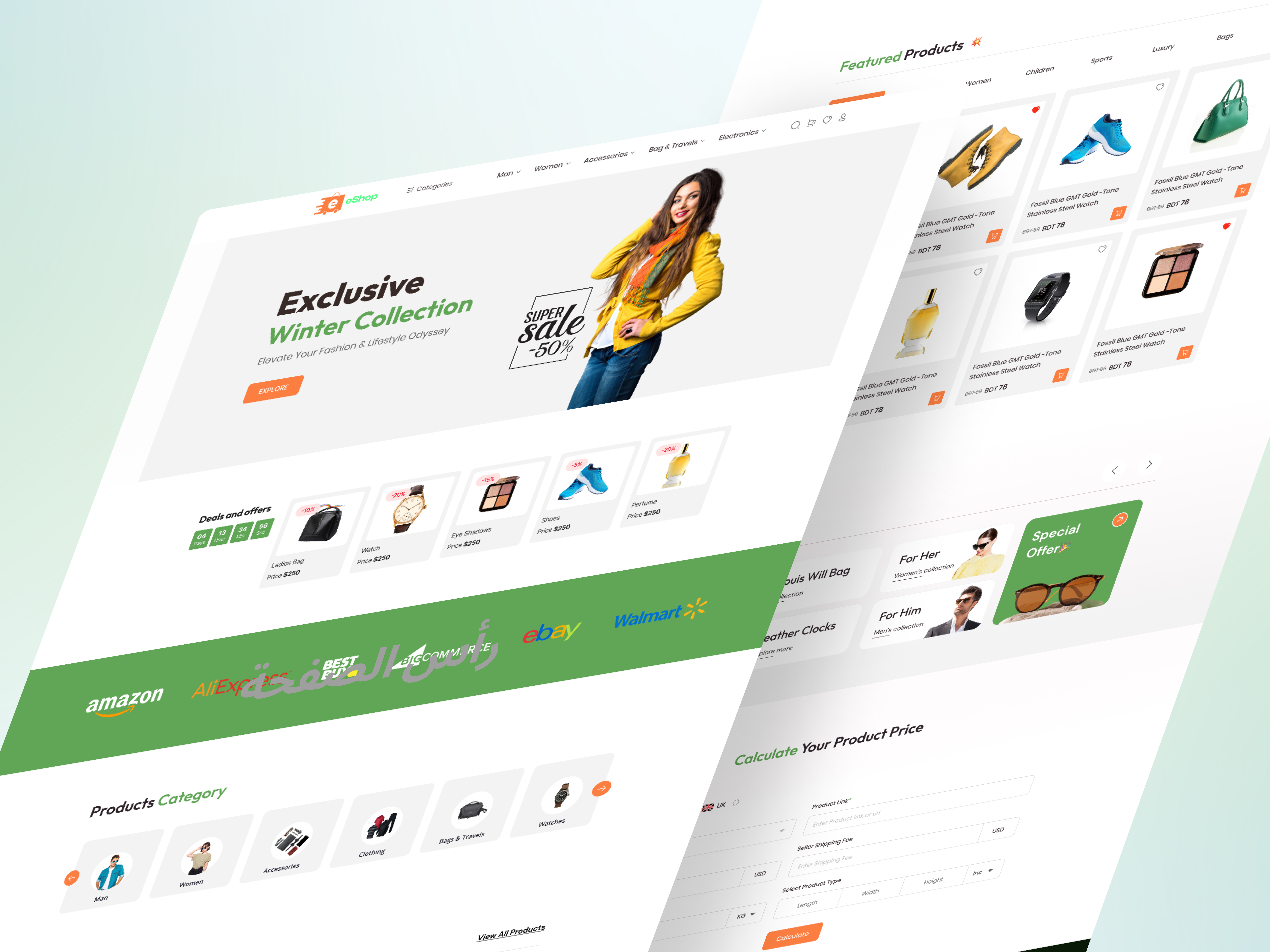 eCommerce Full Website app branding checkout page creative design ecommerce full project full website landing page modern modern ui online shop product detail page shopify ui uiux website website design webui wocommerce