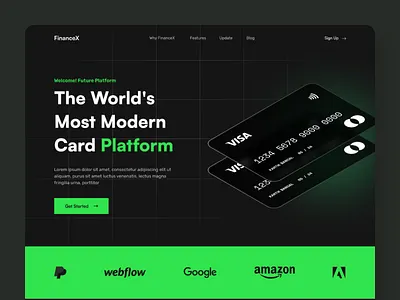 Finance - Landing Page Design bank banking card banking website card dark design finance finance landing page fintech fintech website home page interface landing page payment landing page ui uiux ux web design website website design