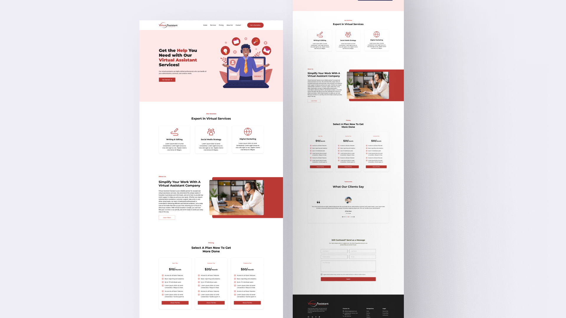 Virtual Assistant Landing Page UI/UX Design landing page design landingpage ui ui design ux virtual assistant landing page website concept website design