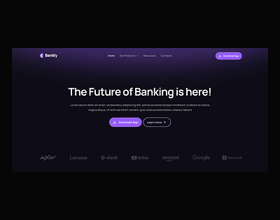 Banking - landing page bank banking banking app concept creative landing page credit card finance finance landing page finance website financial fintech home page investments neobank online banking online payment product page ui