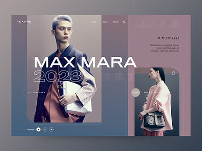 Roxane fashion store - Max Mara Winter Campaign 2023 clean fashion modern typography ui ux