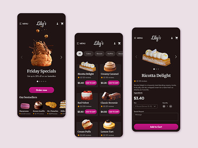 Bakery App Design/UI Design bakery app design mobile patisserie ui